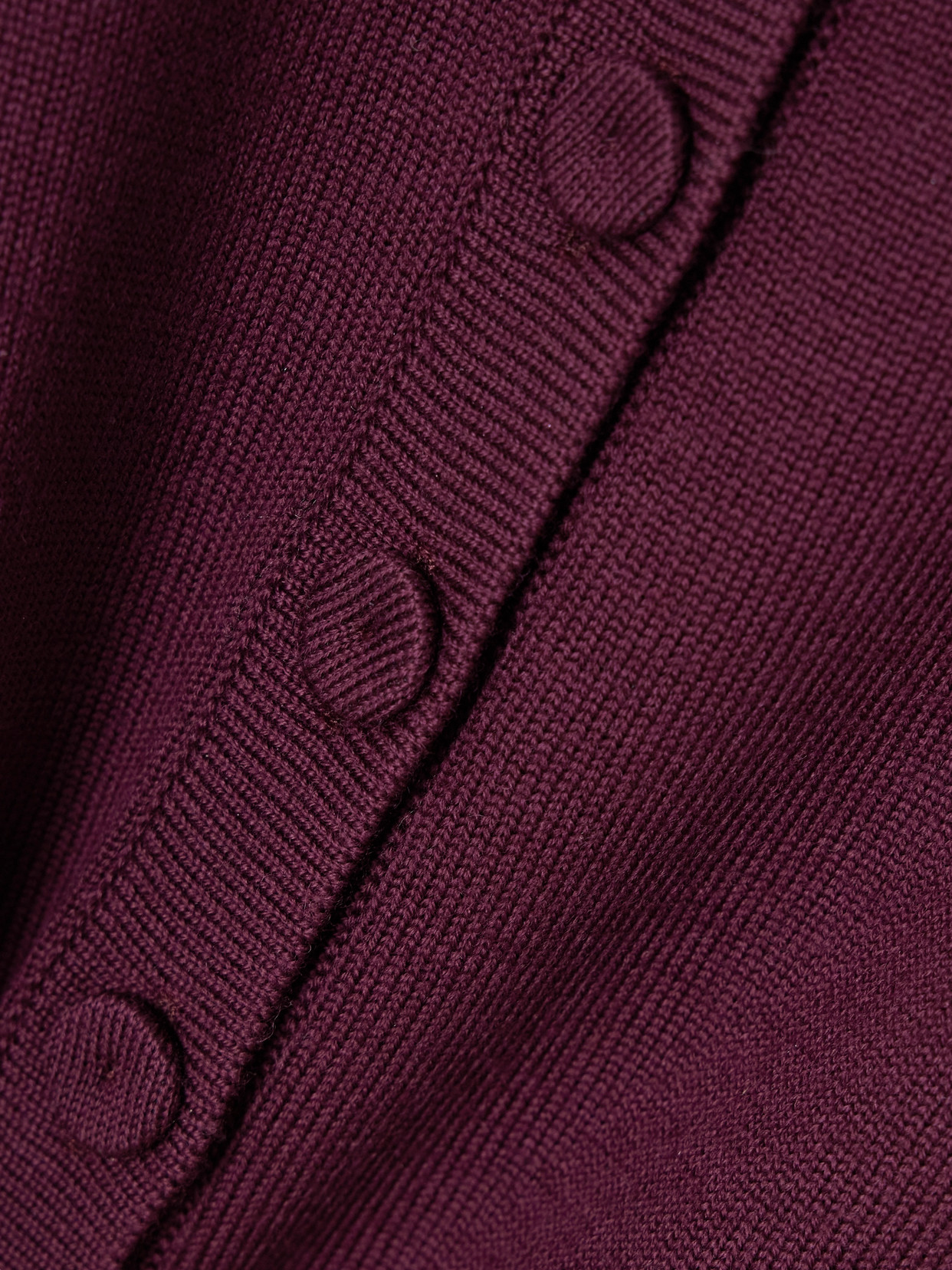 Another Tomorrow Wool Turtleneck Cardigan In Burgundy