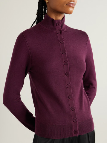 Another Tomorrow Wool turtleneck cardigan