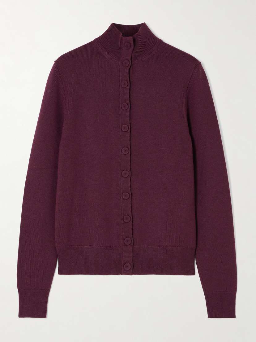 Another Tomorrow Wool Turtleneck Cardigan