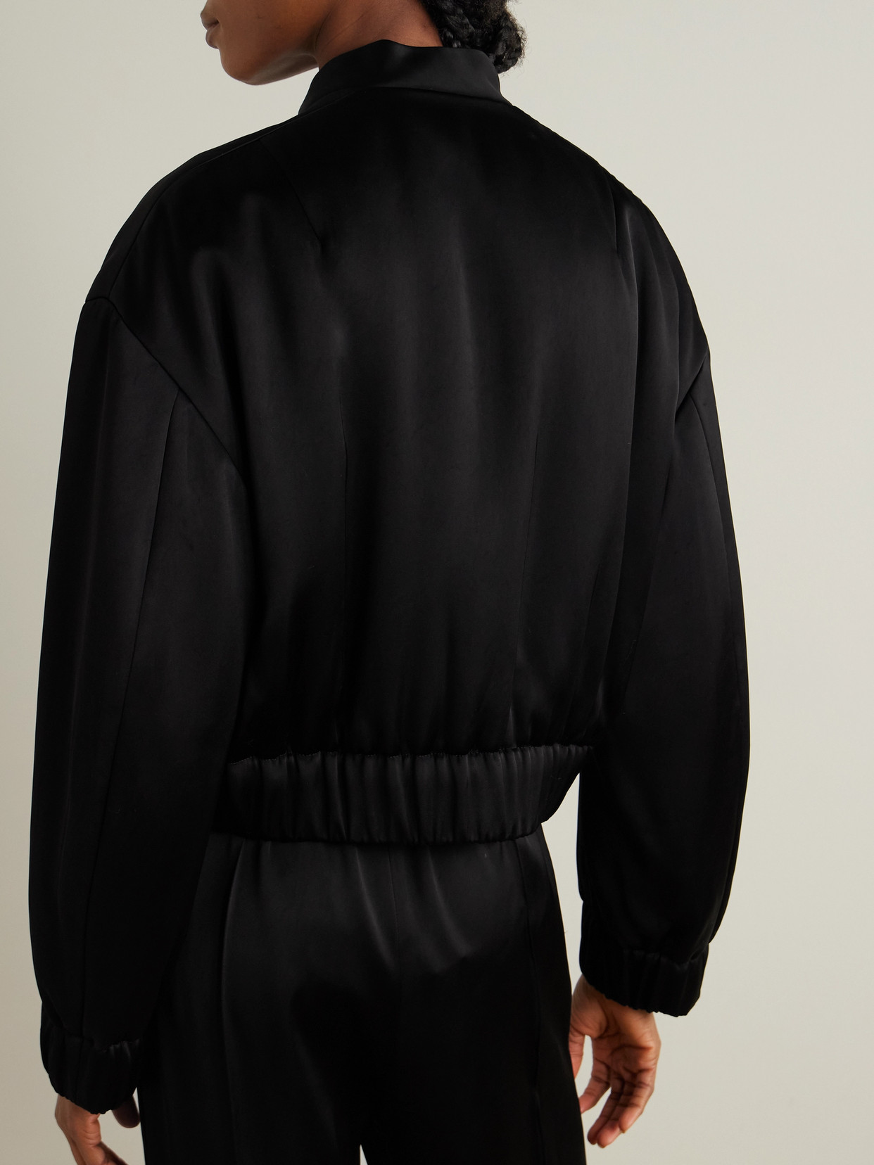 Another Tomorrow Wool Bomber Jacket In Black