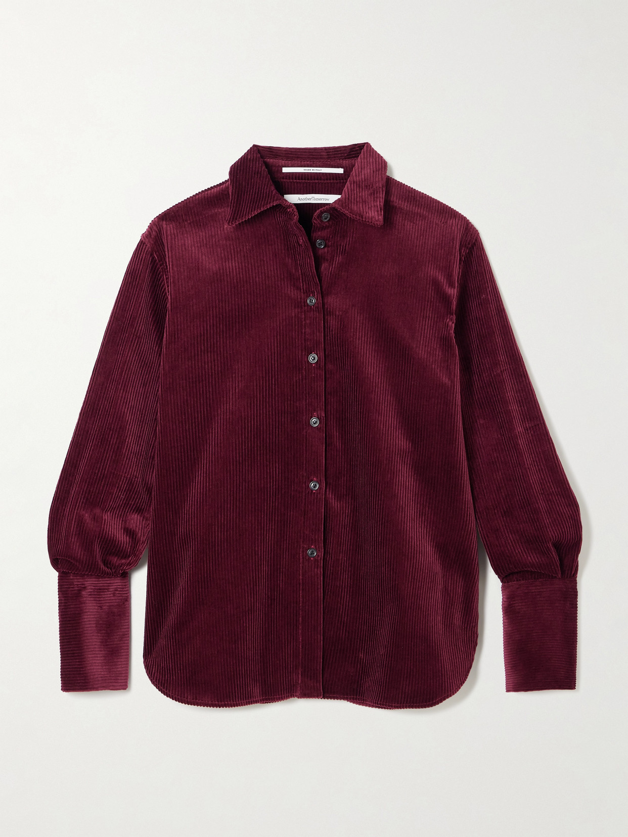 Another Tomorrow Oversized Cotton-corduroy Shirt In Burgundy