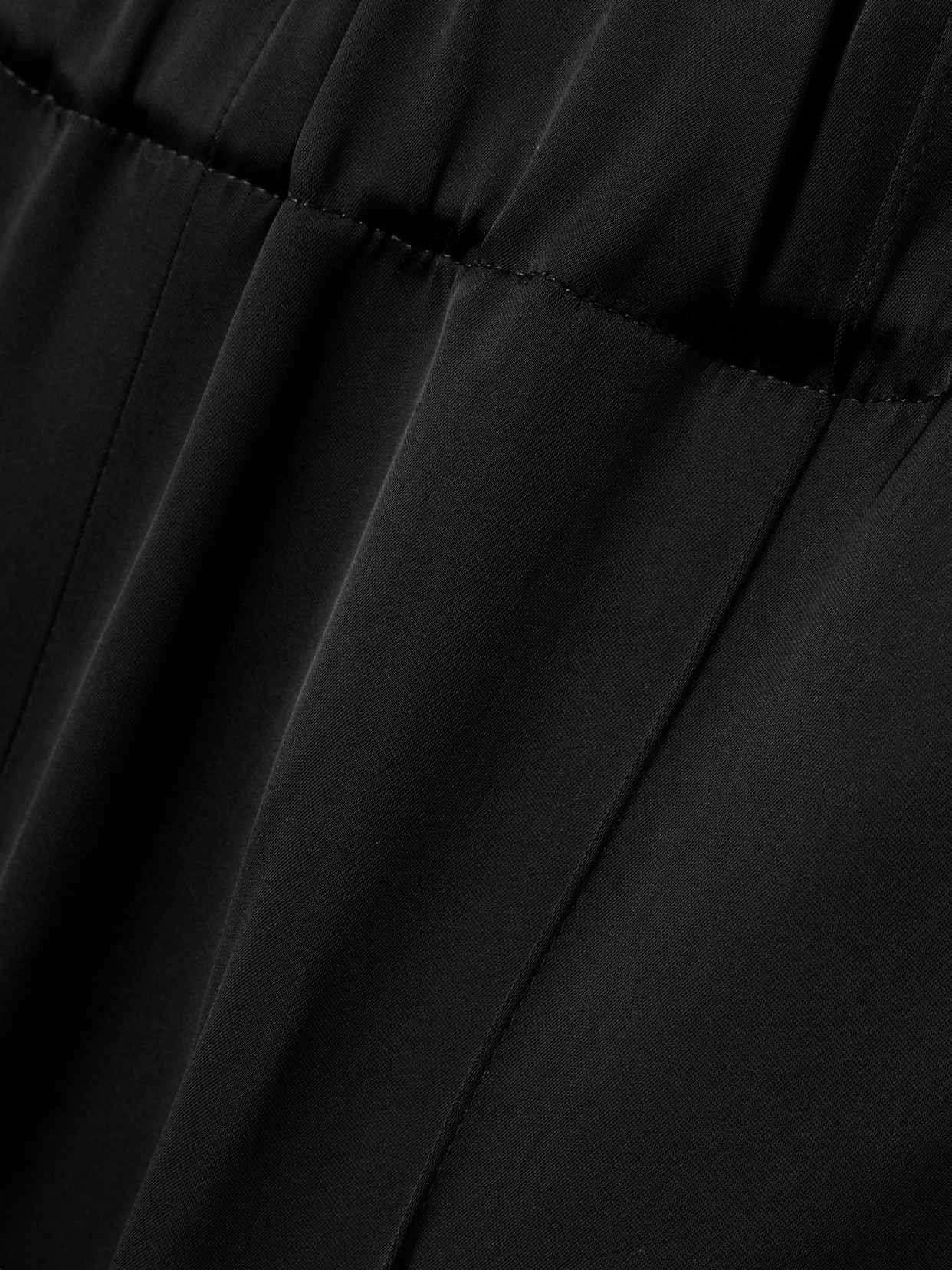 Another Tomorrow Pleated Satin Straight-leg Track Pants In Black
