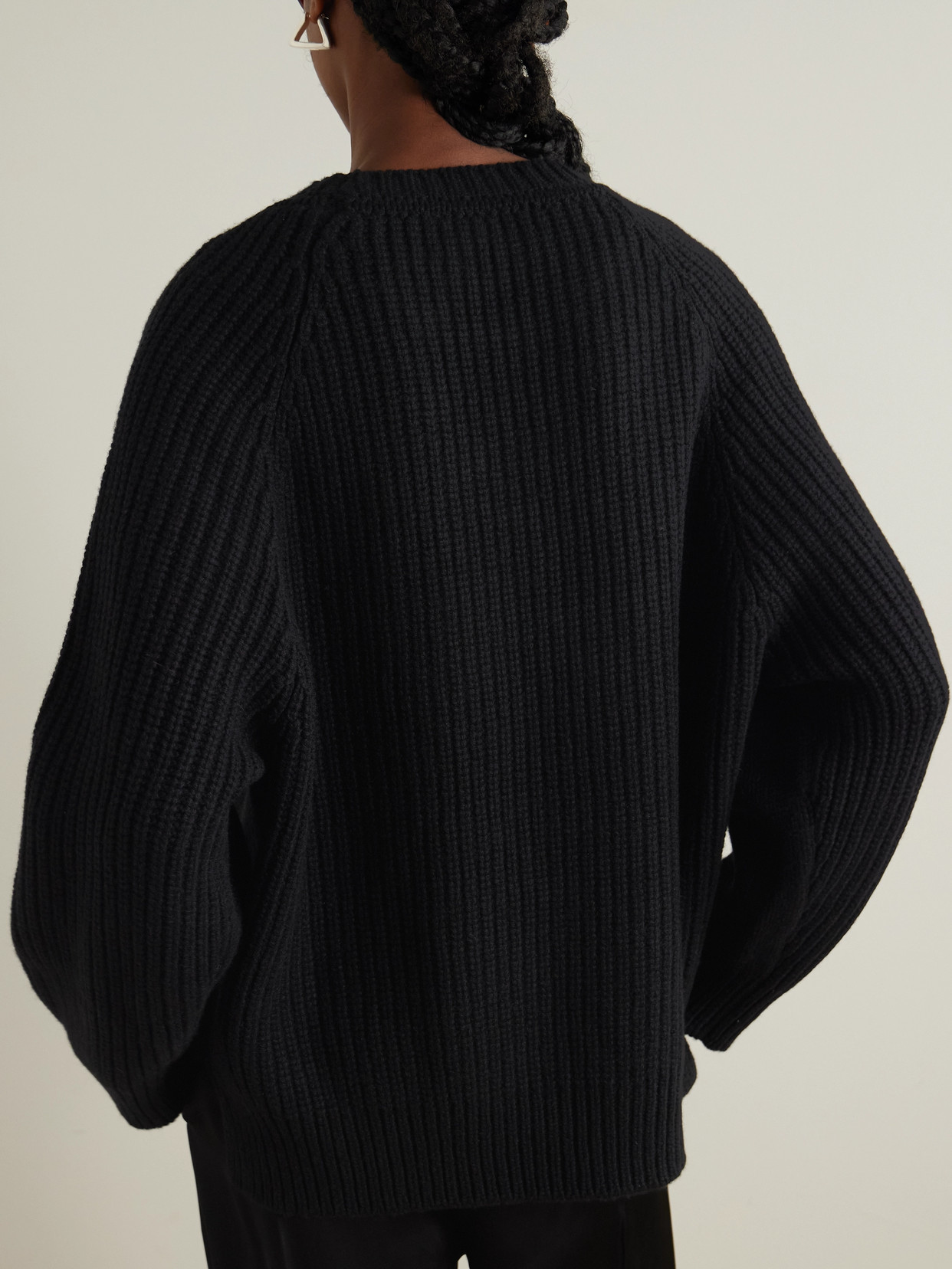 Another Tomorrow Cashmere Knit Sweatshirt Black In Gray