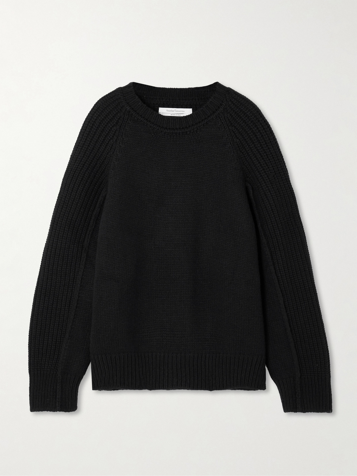 Another Tomorrow Cashmere Knit Sweatshirt Black In Gray
