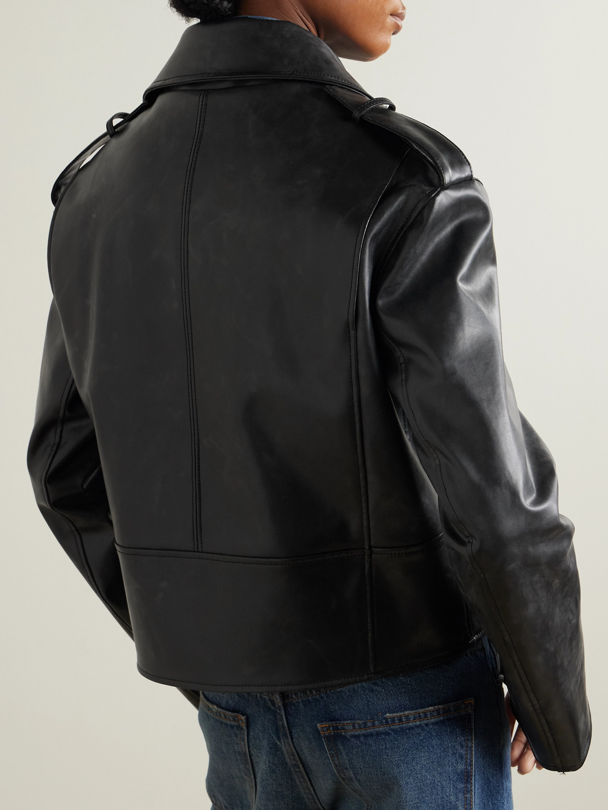 Another Tomorrow Mirum® Biker Jacket In Black