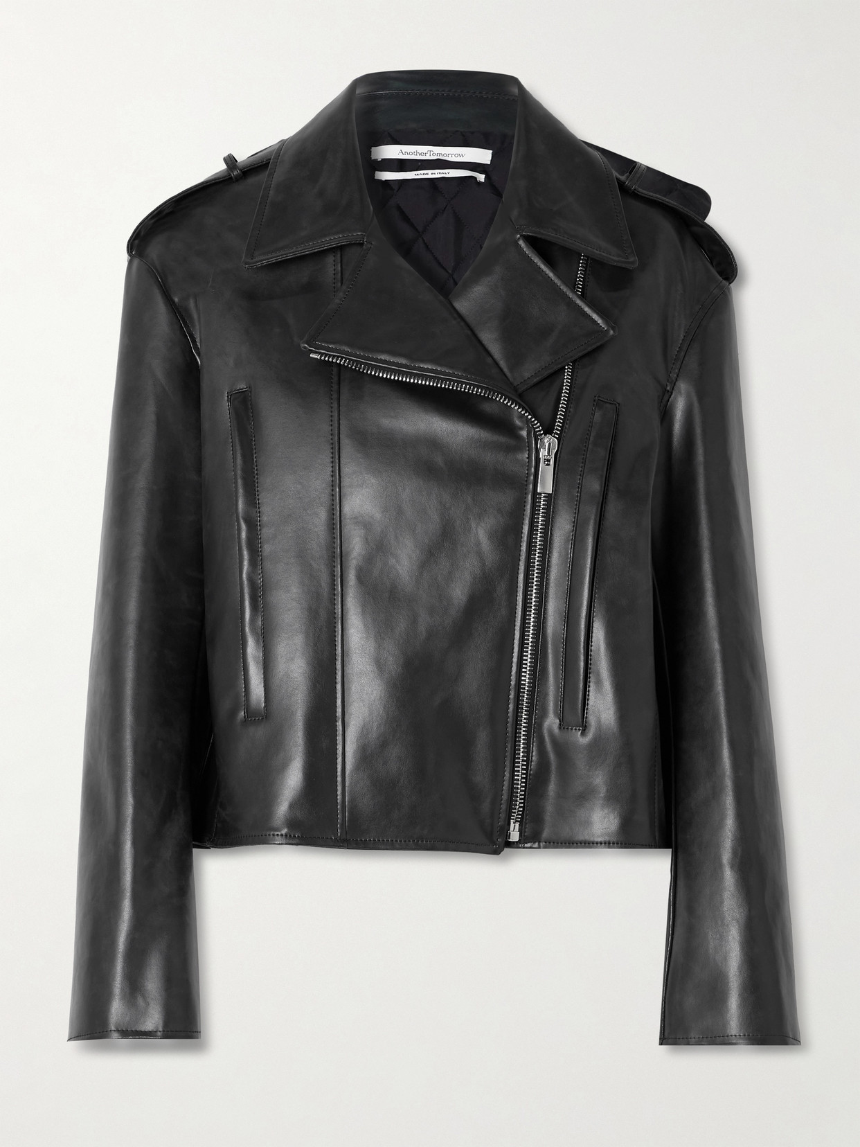 Another Tomorrow Mirum® Biker Jacket In Black