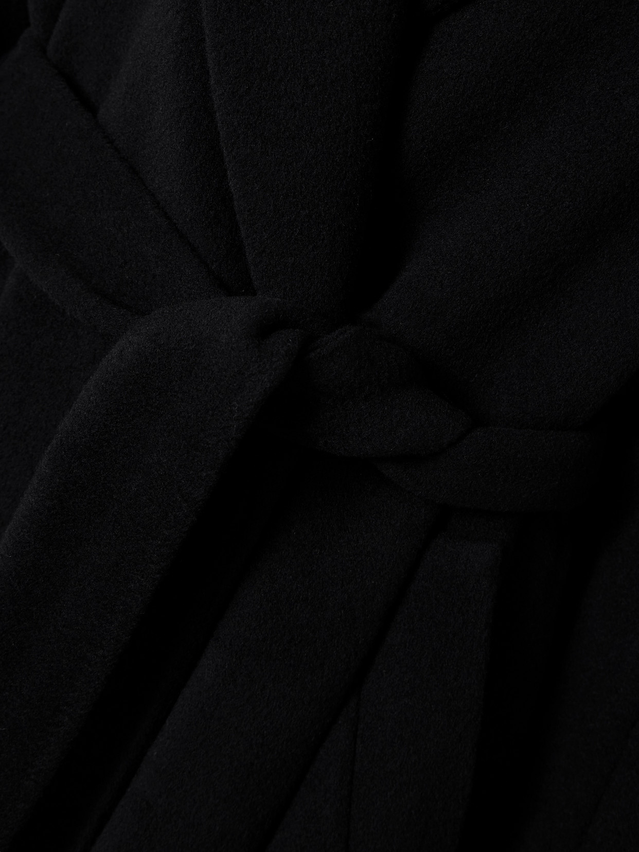Another Tomorrow Belted Double-breasted Wool Coat In Black