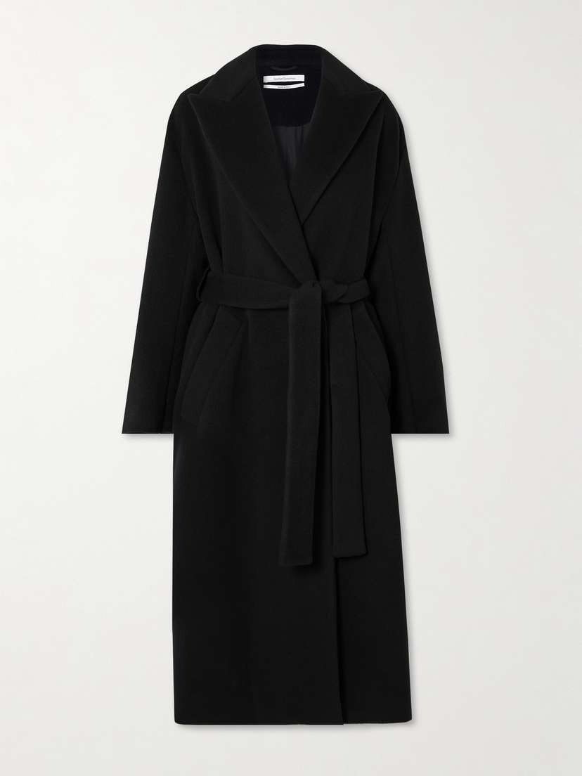 Another Tomorrow Belted Double-breasted Wool Coat