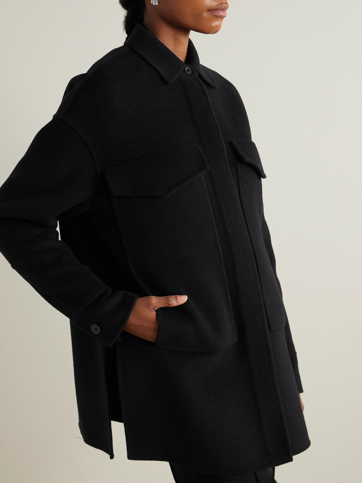 Another Tomorrow Wool Jacket In Black