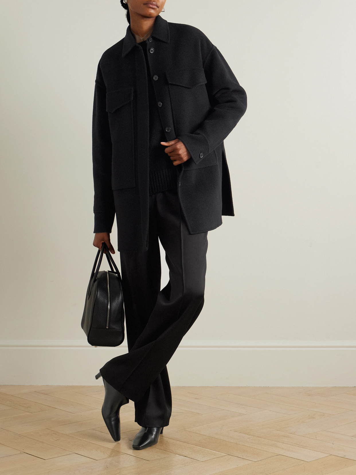 Another Tomorrow Wool Jacket In Black