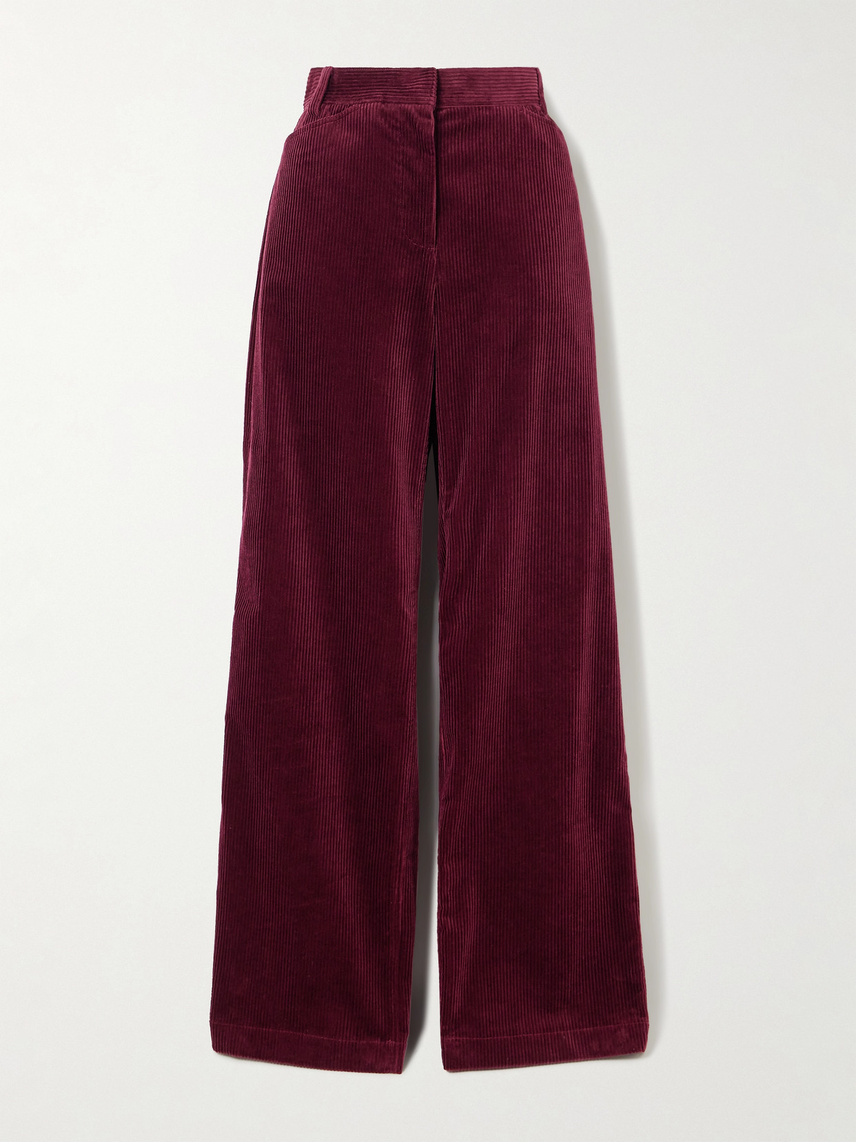 Another Tomorrow Cotton-corduroy Straight-leg Pants In Burgundy