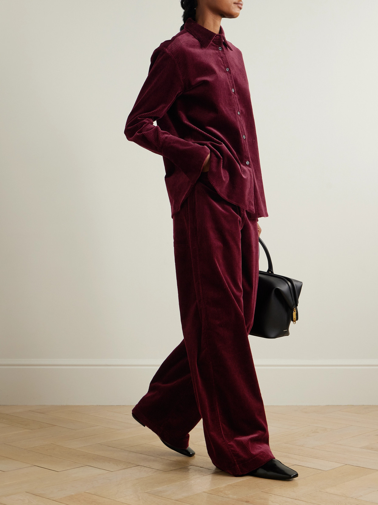 ANOTHER TOMORROW ORGANIC COTTON-CORDUROY STRAIGHT-LEG PANTS