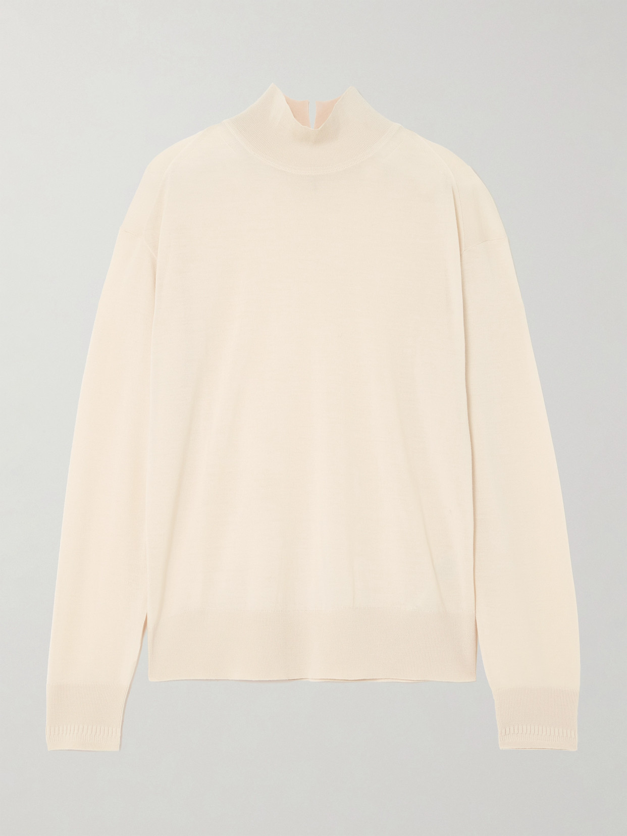 Another Tomorrow Wool Turtleneck Sweater In Ivory