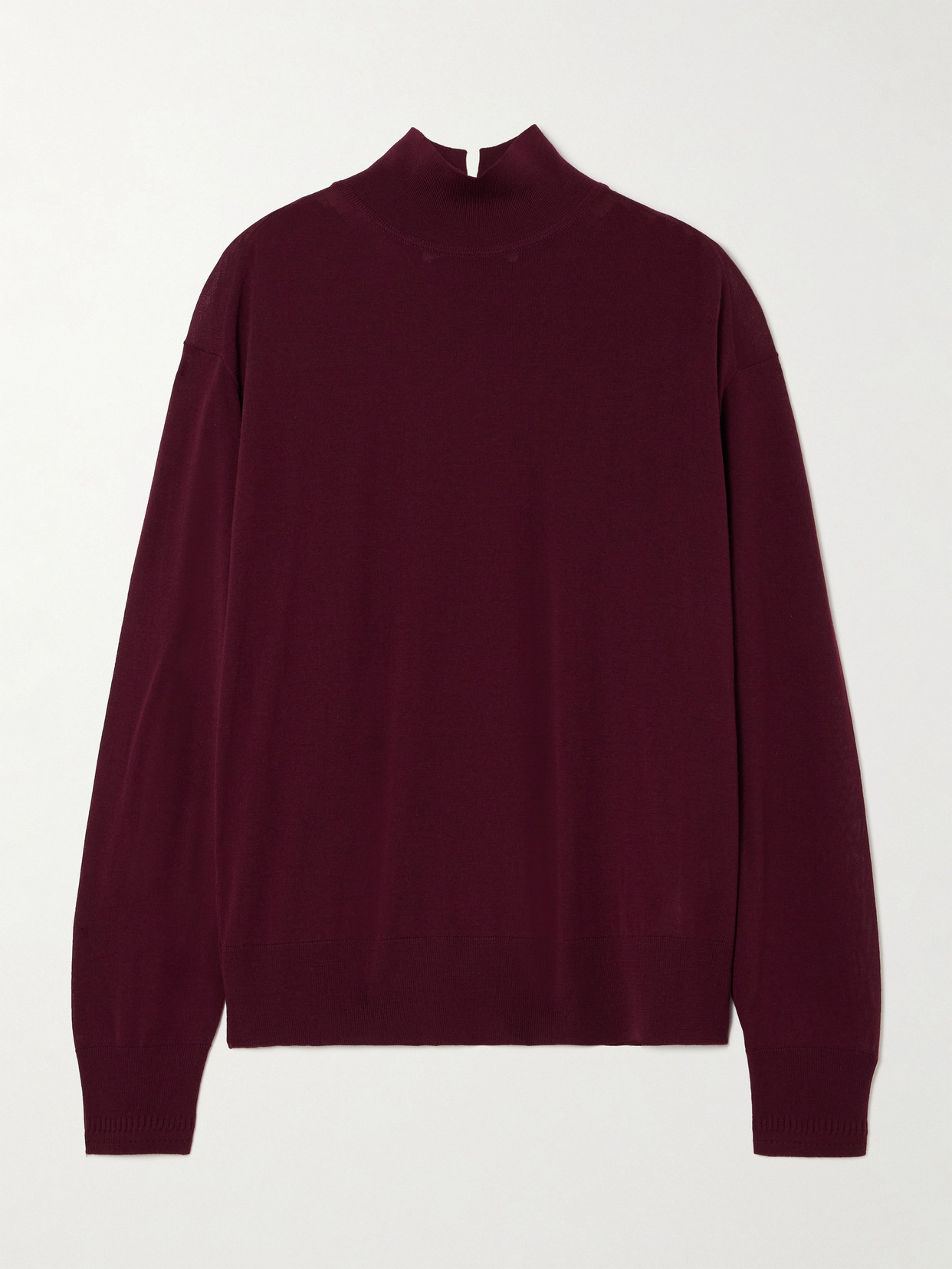 Another Tomorrow Wool Turtleneck Sweater In Burgundy