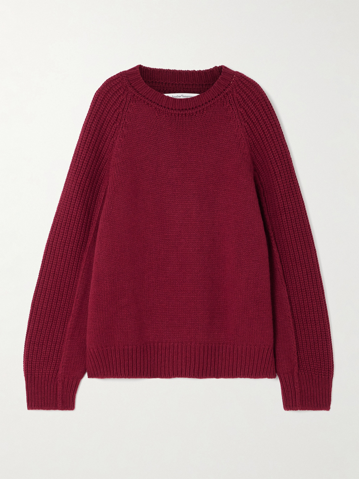 Another Tomorrow Oversized Ribbed Recycled Cashmere And Wool-blend Sweater In Burgundy
