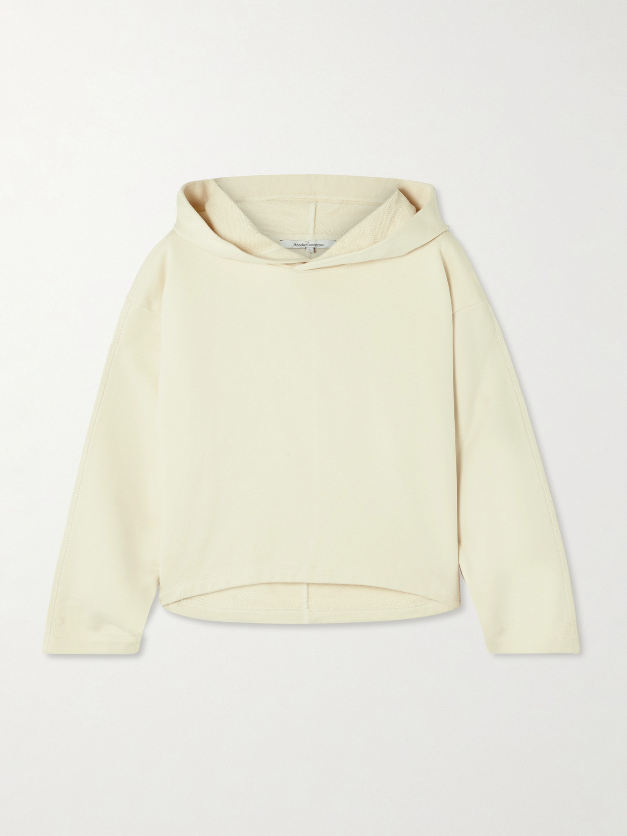 Another Tomorrow Cropped Organic Cotton-blend Jersey Hoodie In Off-white