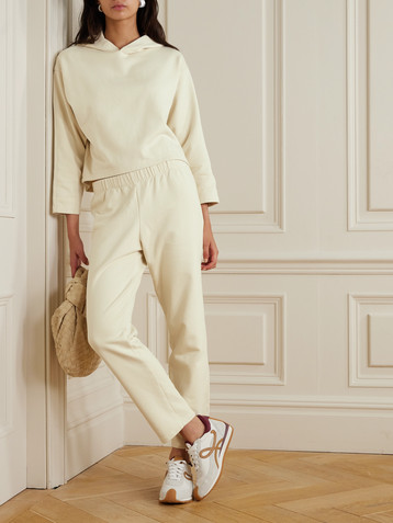 Another Tomorrow Cropped organic cotton-blend jersey hoodie