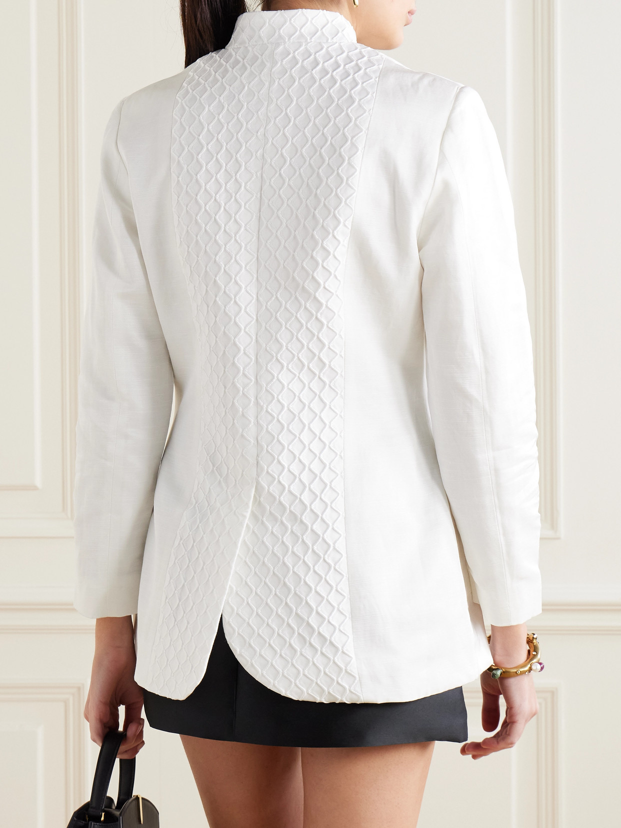 D'estree Jenny Textured-satin Jacket In White