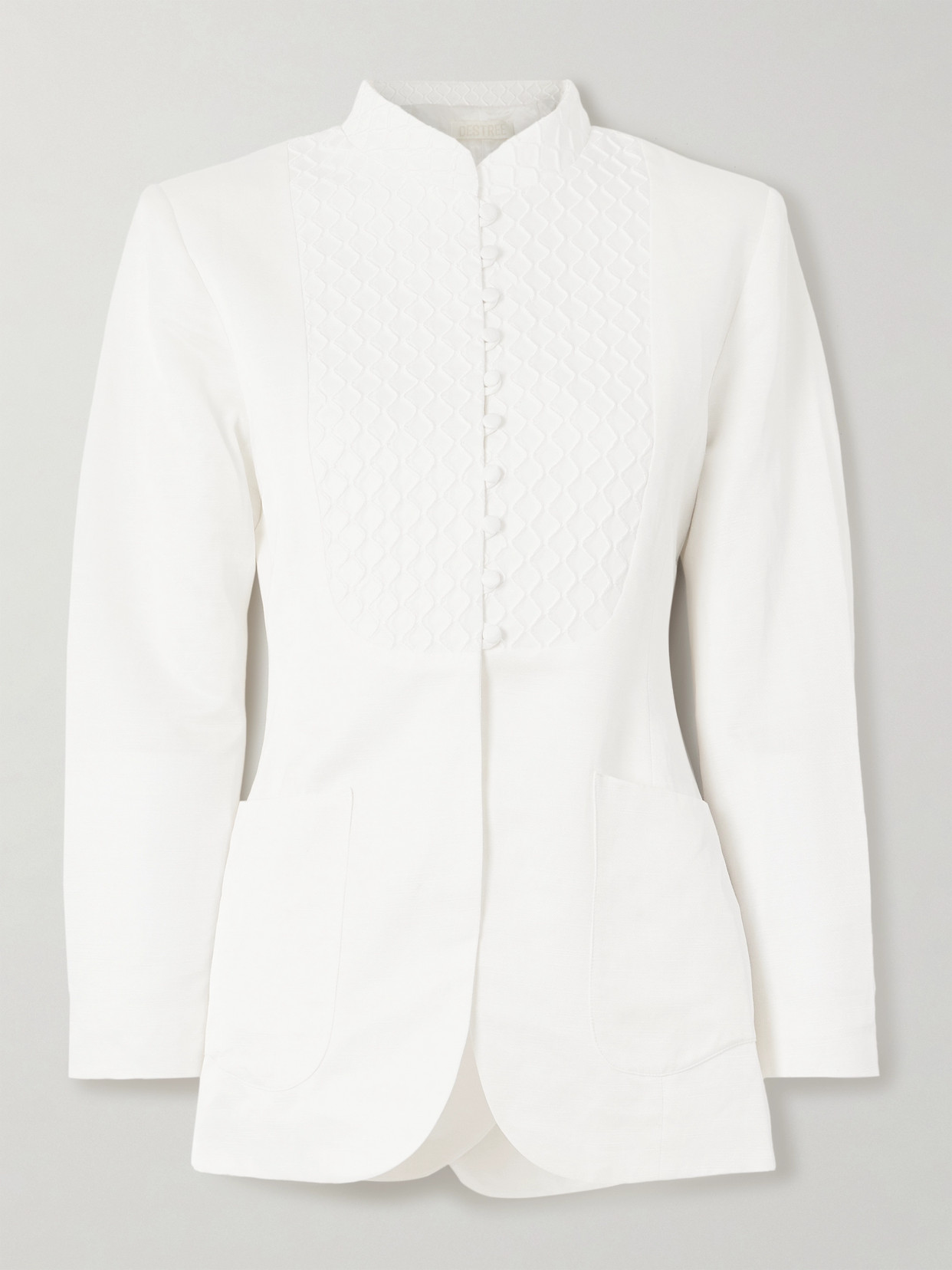 D'estree Jenny Textured-satin Jacket In White