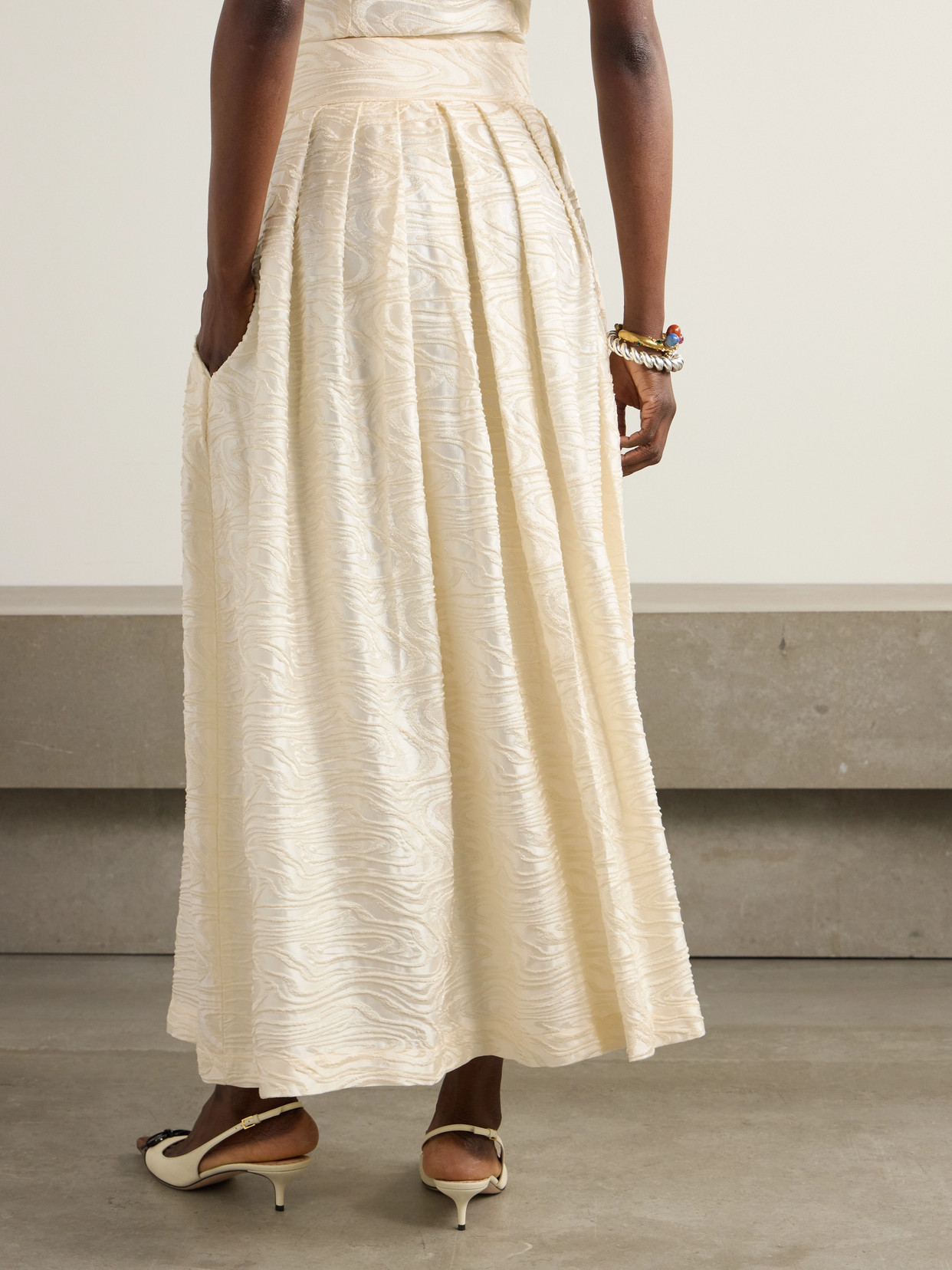 Irving Pleated Fil Coupé Woven Midi