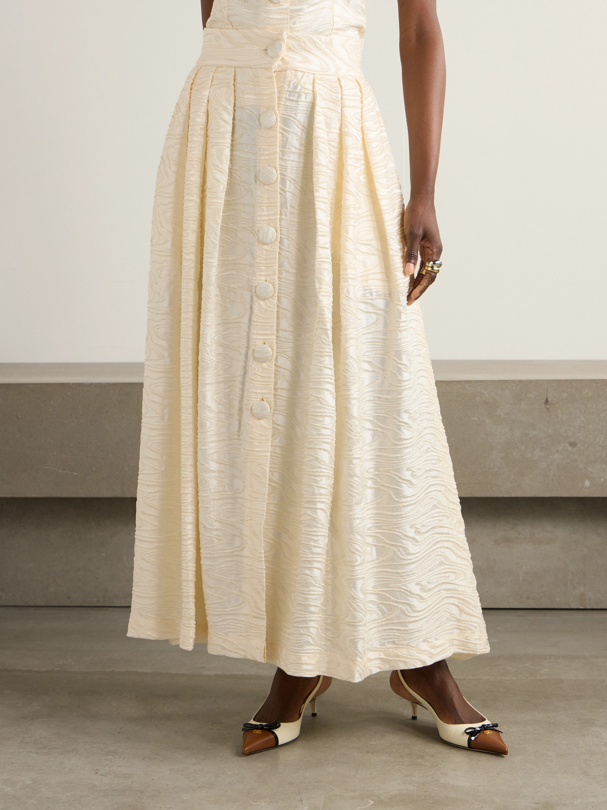 Irving Pleated Fil Coupé Woven Midi