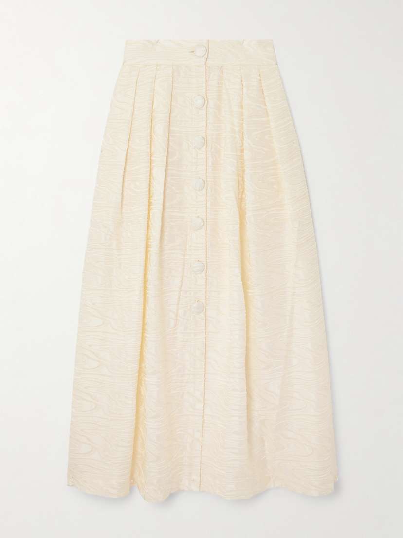 DESTREE Irving Pleated Fil Coupé Woven Midi Skirt