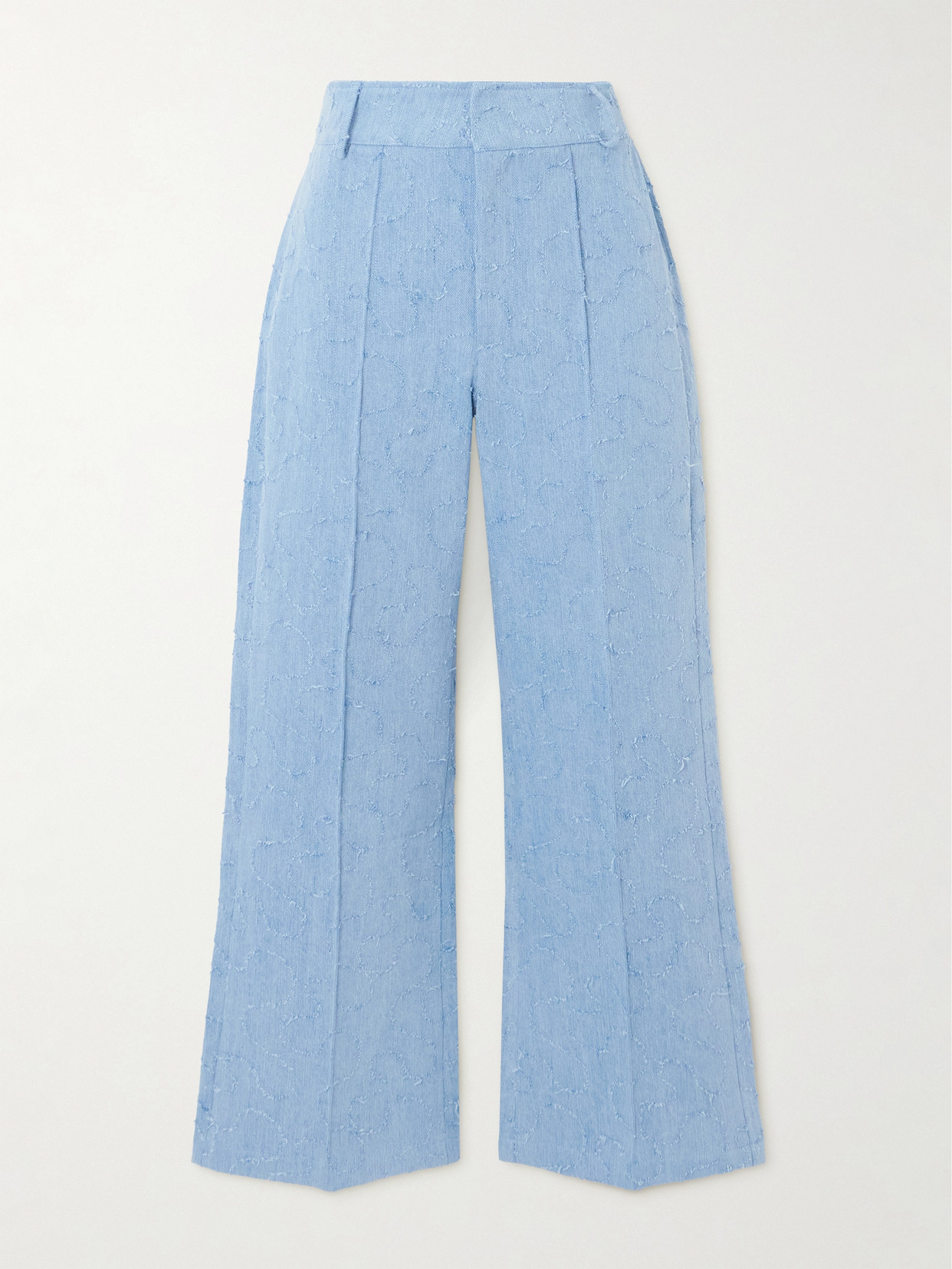 D'estree Yoshimoto Frayed High-rise Wide-leg Jeans In Blue