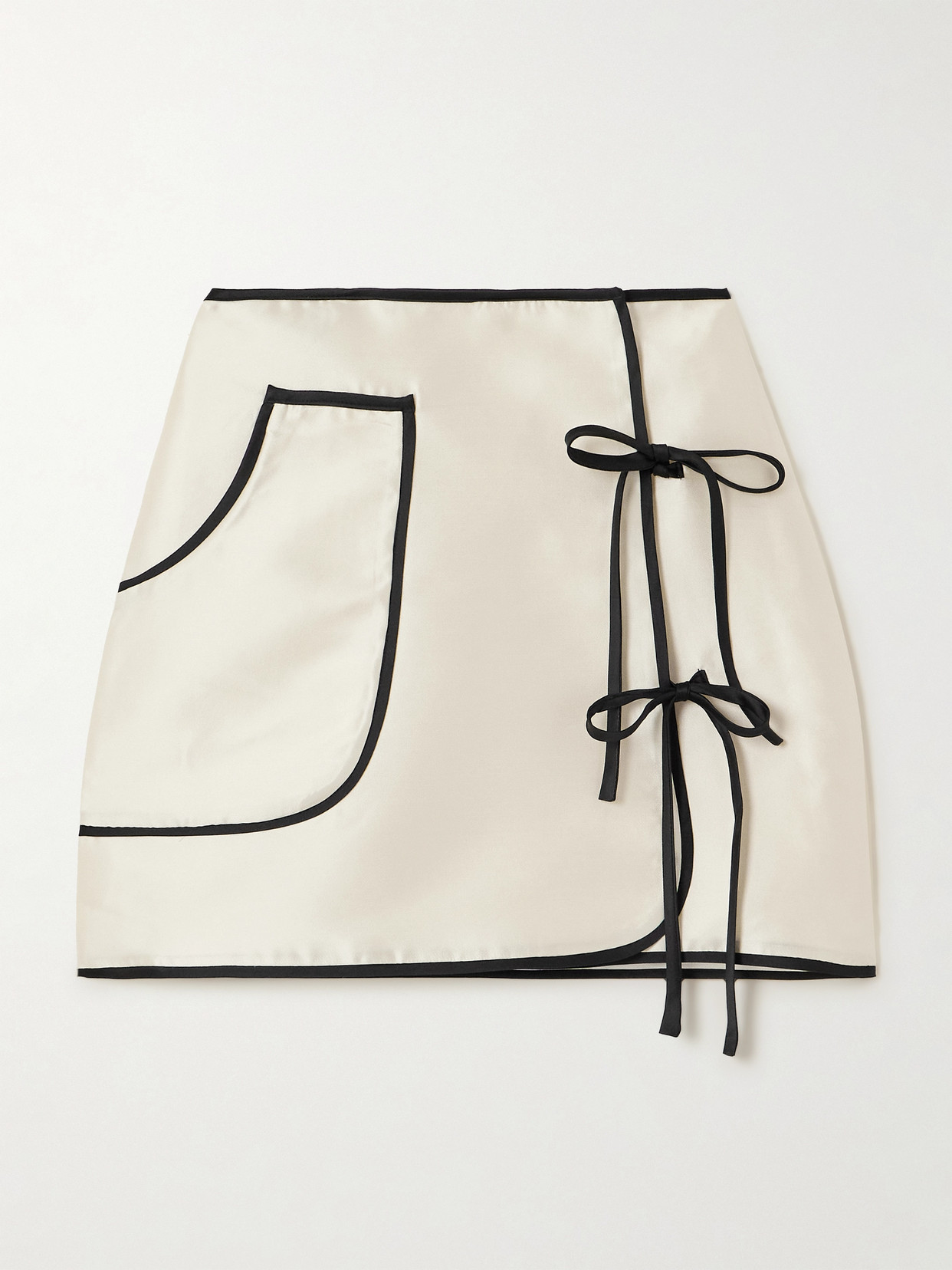 D'estree Agnes Wrap-effect Tie-detailed Faille Mini Skirt In White