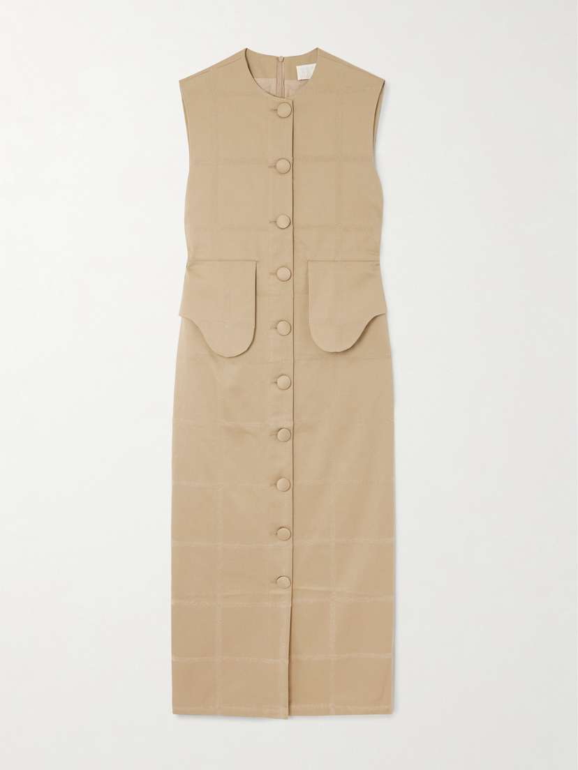 DESTREE Laetitia Checked Cotton-jacquard Midi Dress