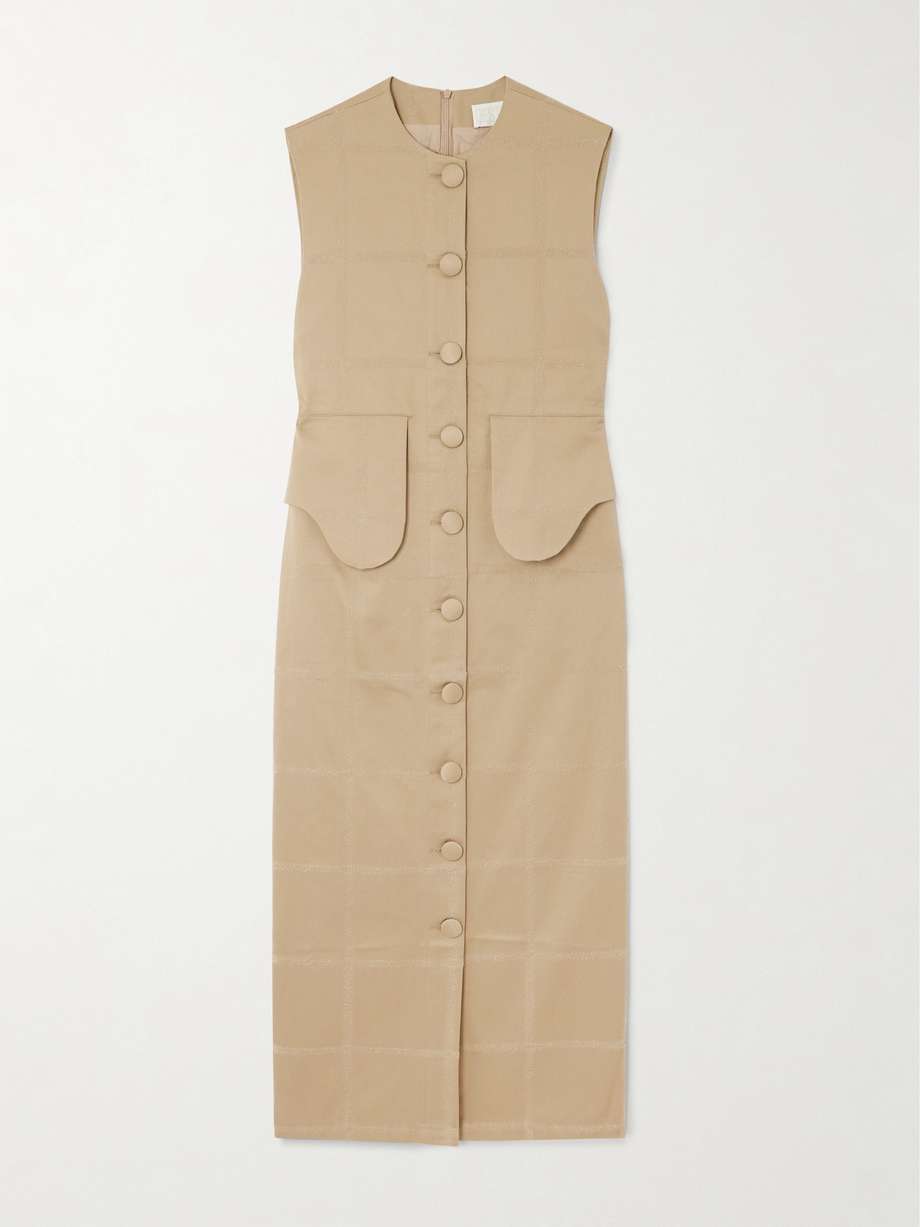 laetitia checked cotton-jacquard midi dress