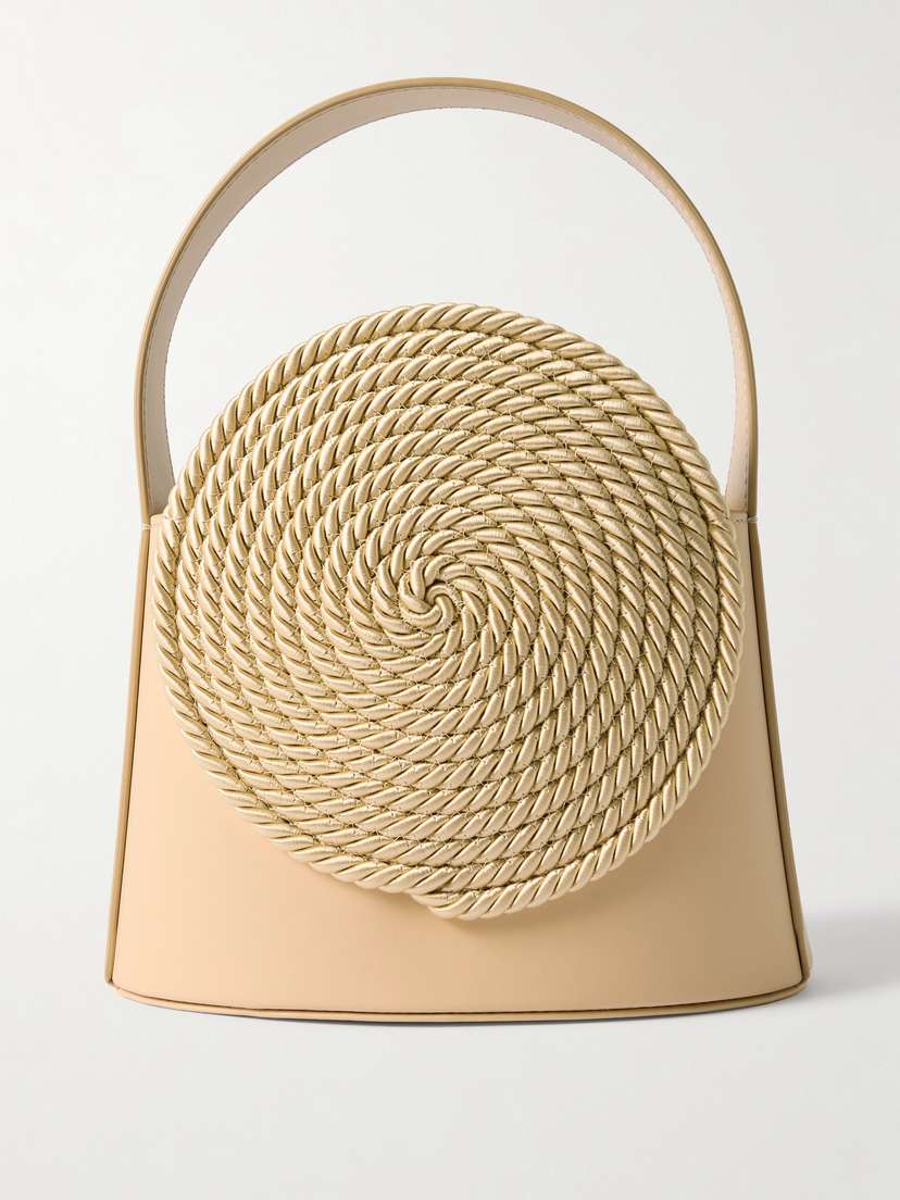DESTREE Gunther Raffia-trimmed Leather Tote Bag