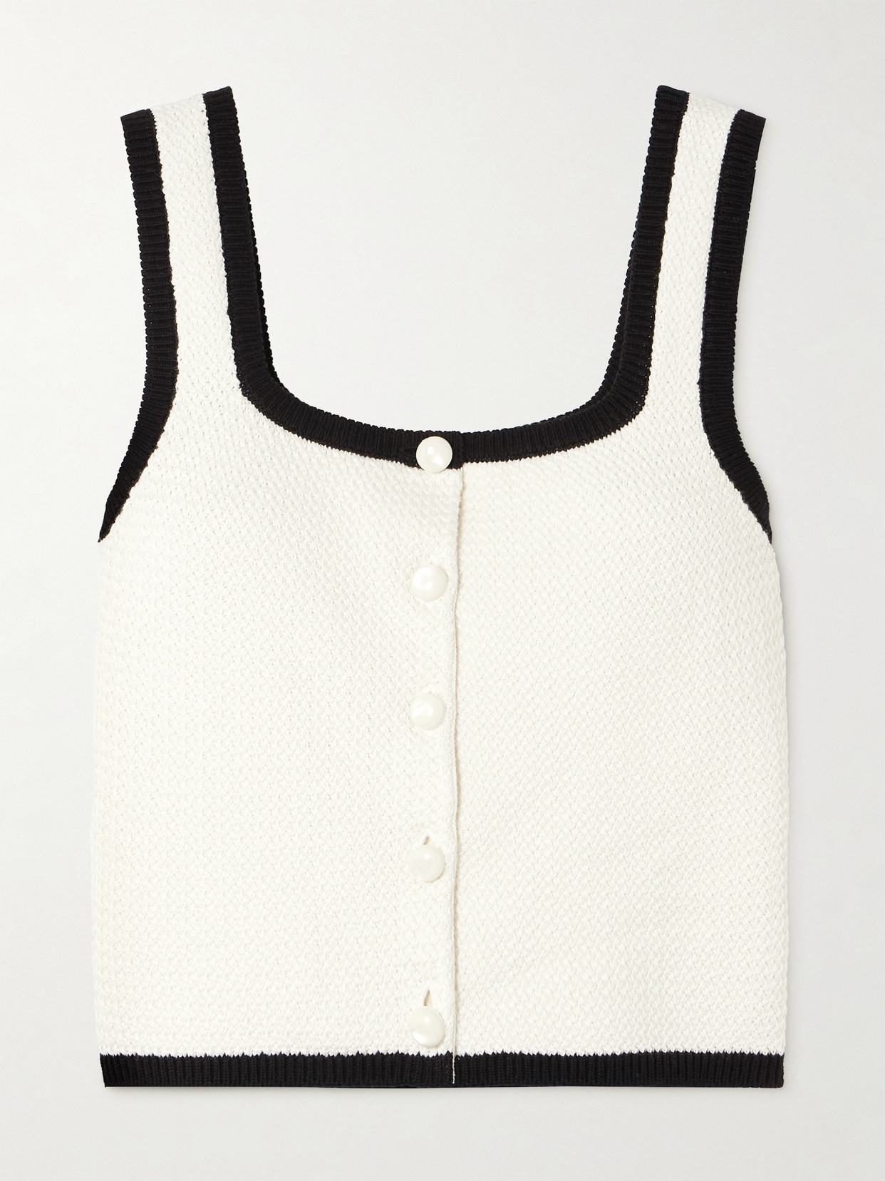 D'estree Georgia Knitted Cotton Top In White