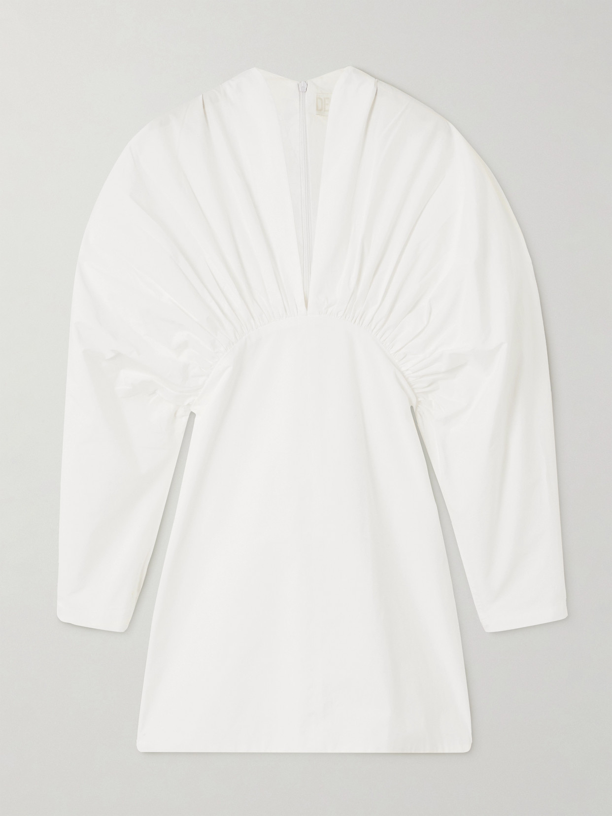 D'estree Atsuko Gathered Cotton-poplin Mini Dress In White
