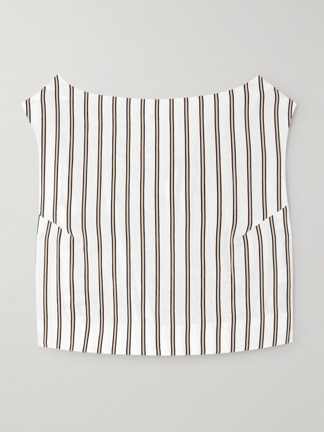 D'estree Richard Cropped Striped Woven Top In Off-white