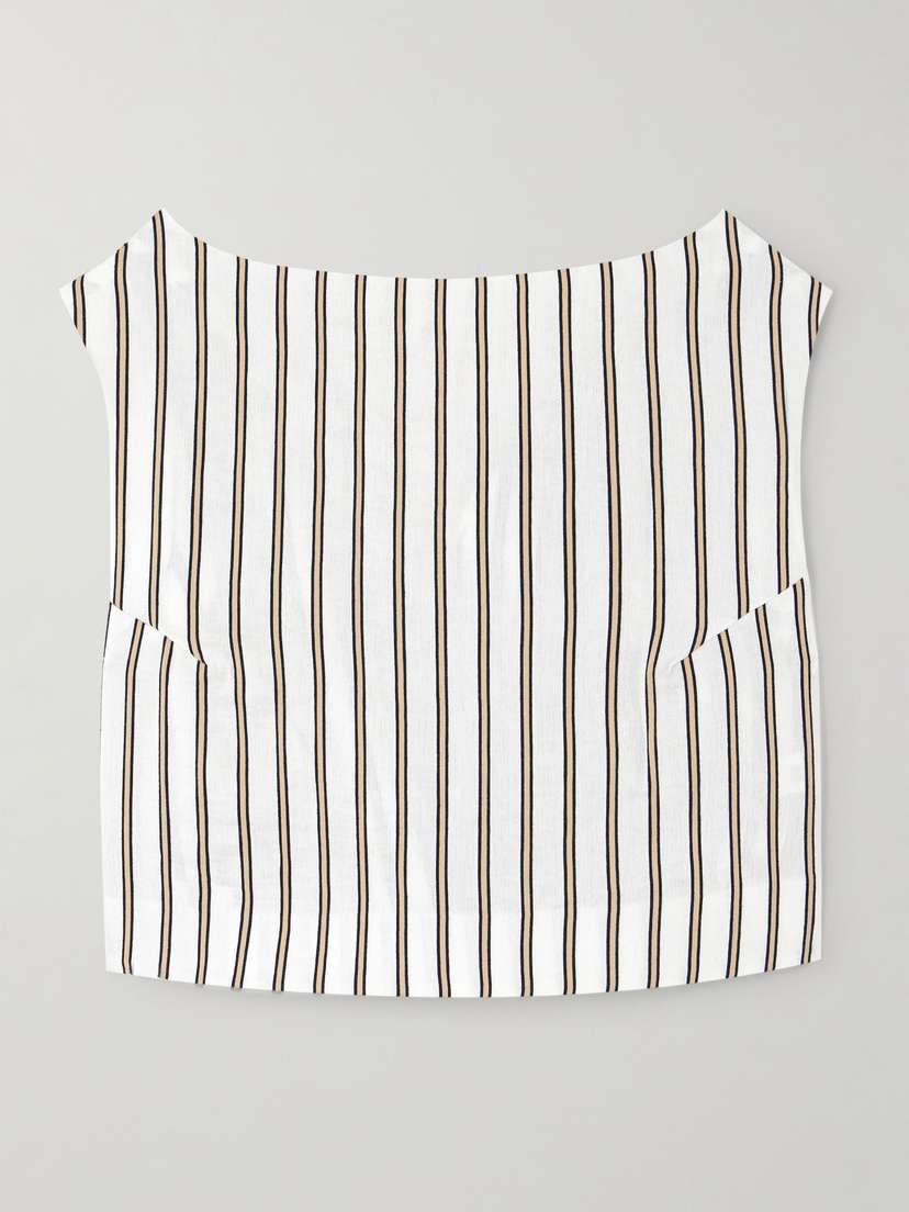 DESTREE Richard Cropped Striped Woven Top