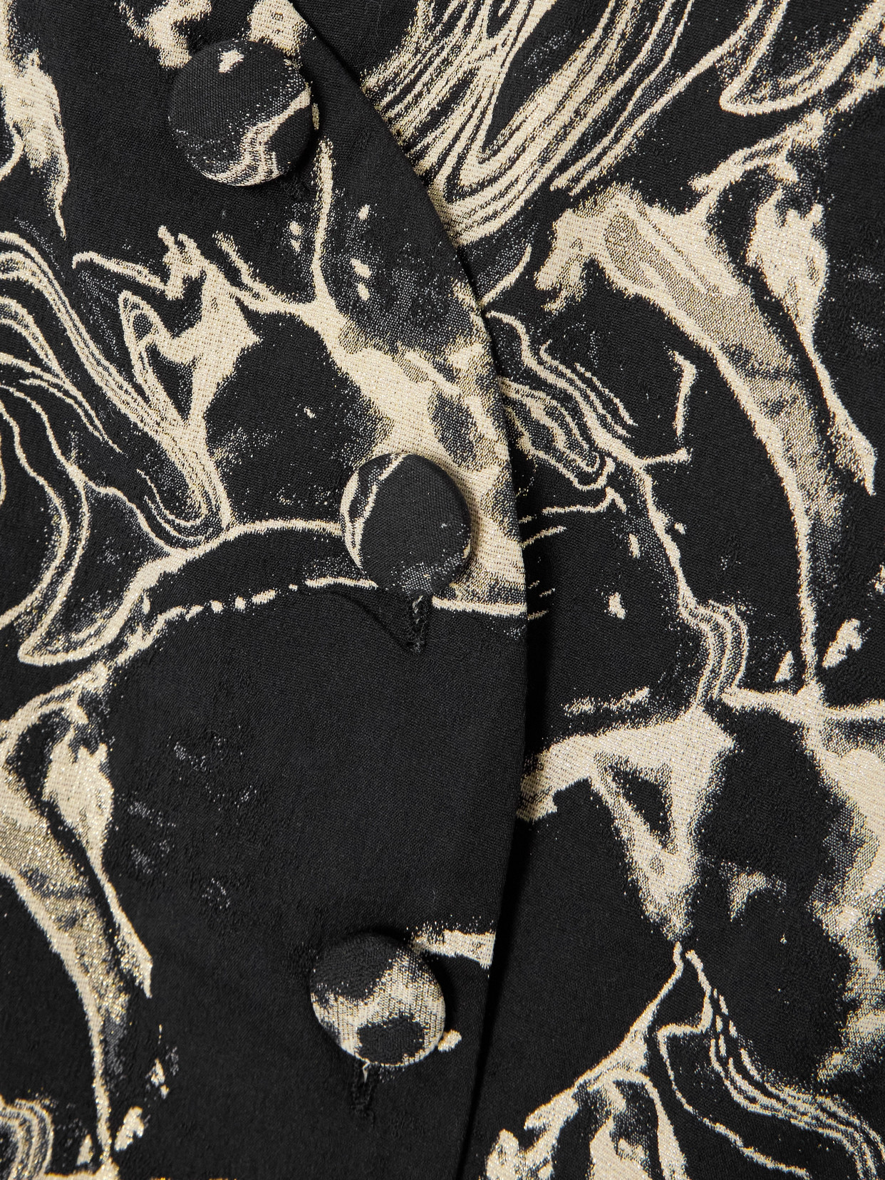 D'estree Dorothea Marble Metallic Cotton-blend Jacquard Midi Wrap Dress In Black