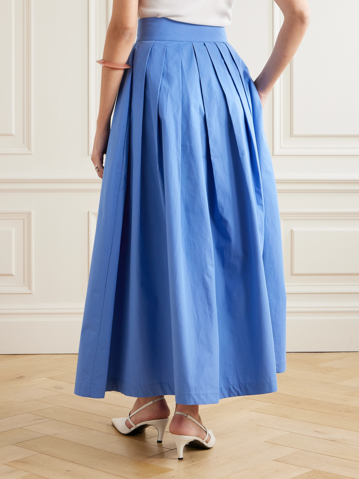 Irving Pleated Cotton-Poplin Midi