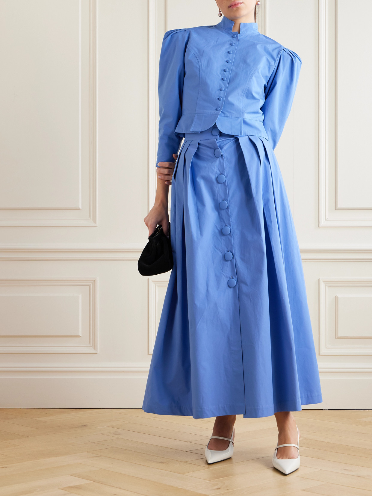 Irving Pleated Cotton-Poplin Midi