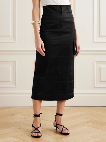 Destree Ines Checko checked cotton-jacquard midi skirt