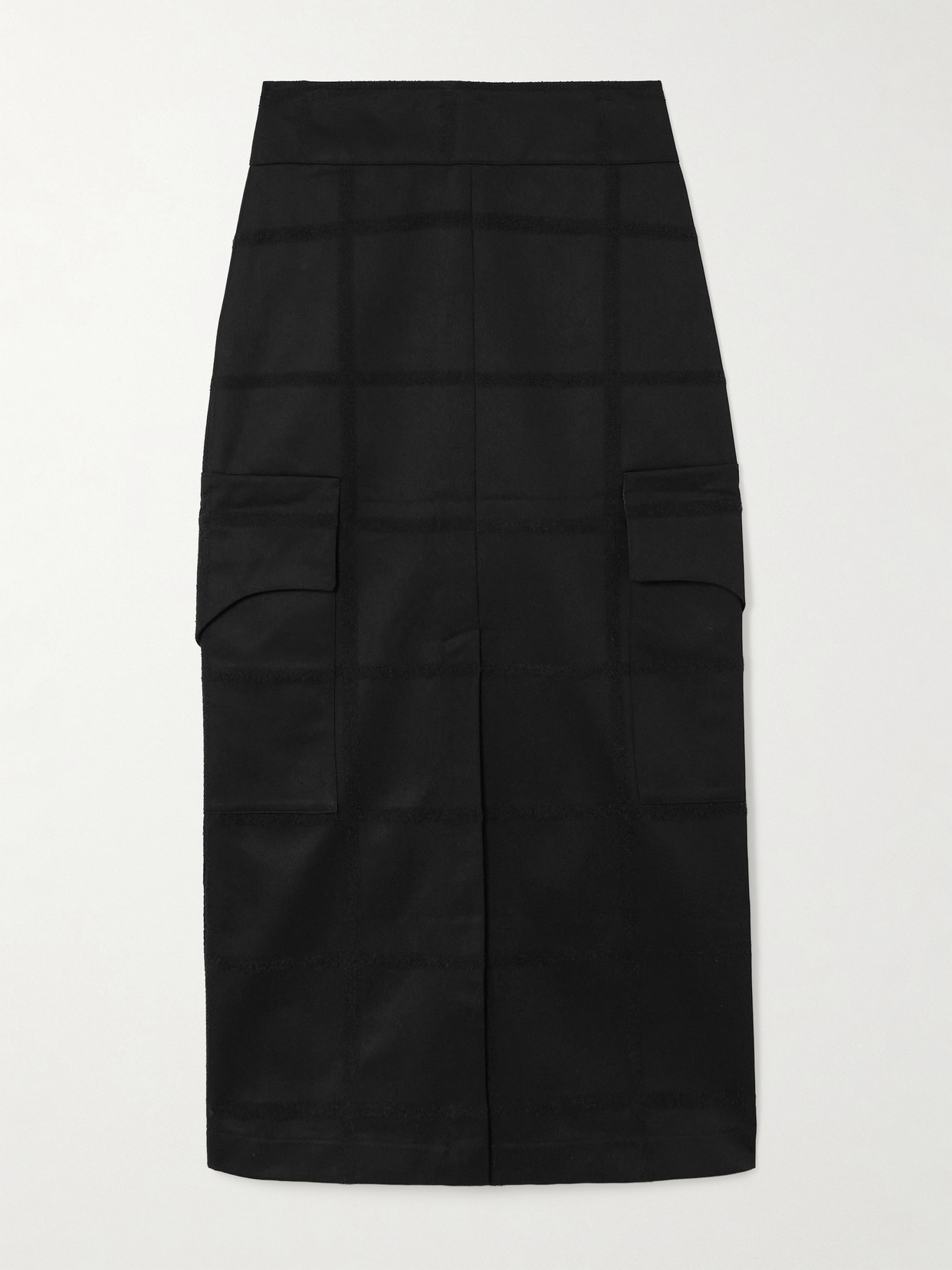 D'estree Ines Checko Checked Cotton-jacquard Midi Skirt In Black