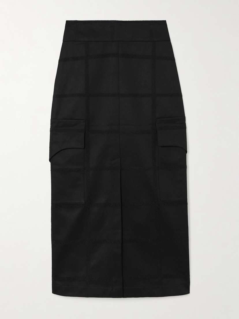 DESTREE Ines Checko Checked Cotton-jacquard Midi Skirt