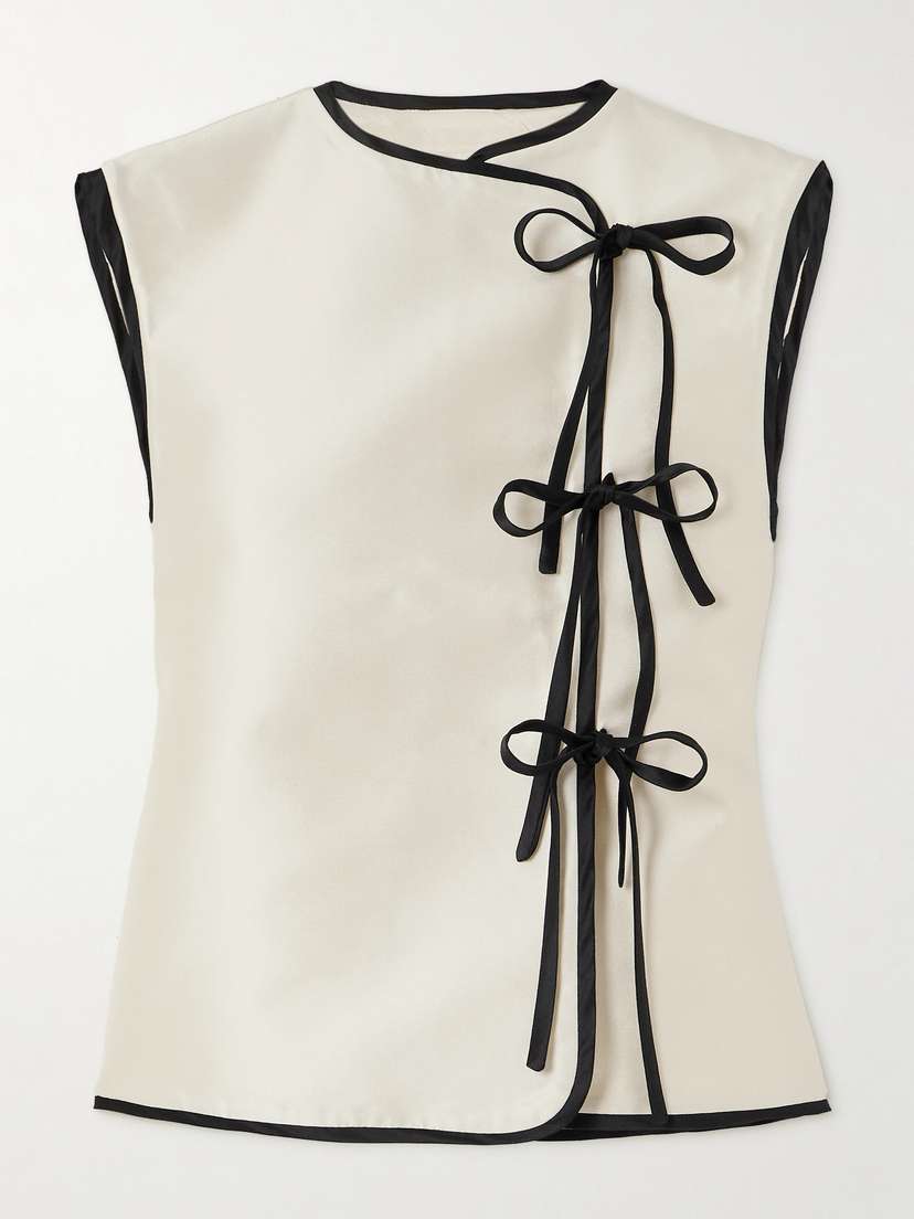 DESTREE Mary Wrap-effect Tie-detailed Faille Top