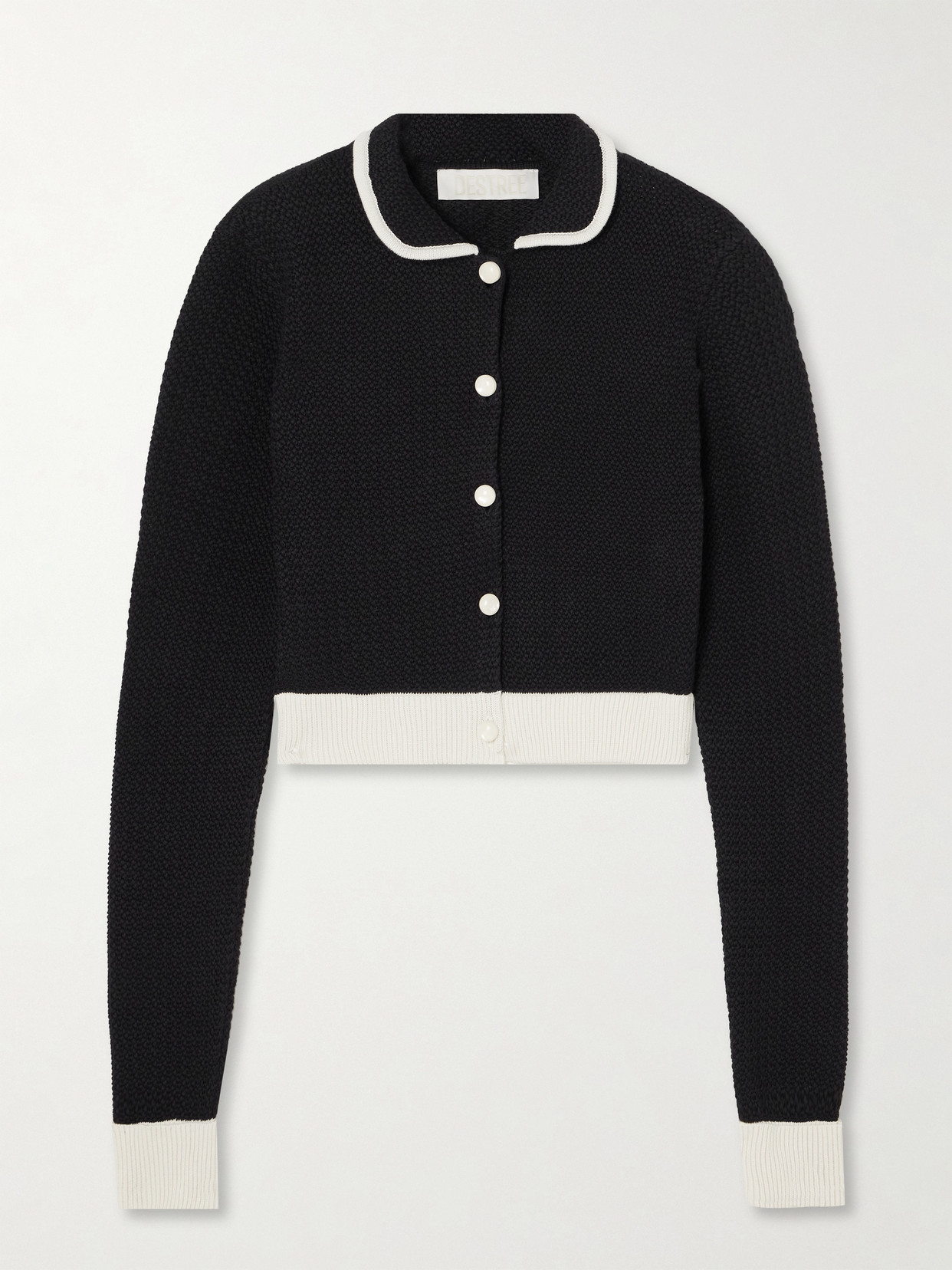 D'estree Fabienne Two-tone Cotton Cardigan In Black