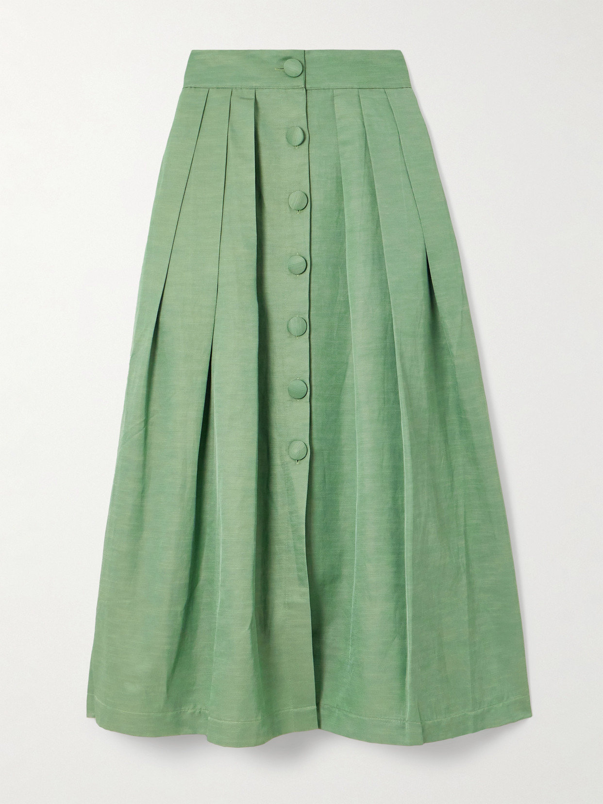 D'estree Irving Pleated Twill Maxi Skirt In Green