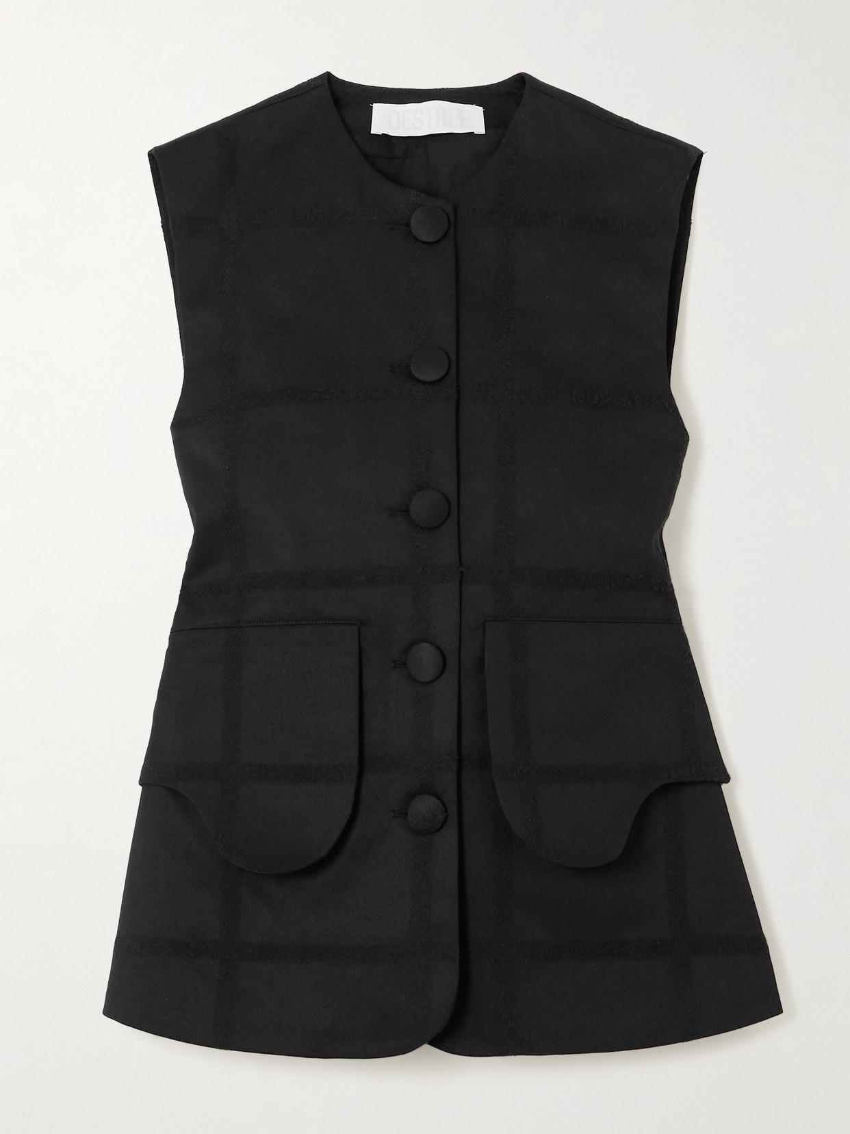 D'estree Marianne Cotton-twill Jacquard Vest In Black