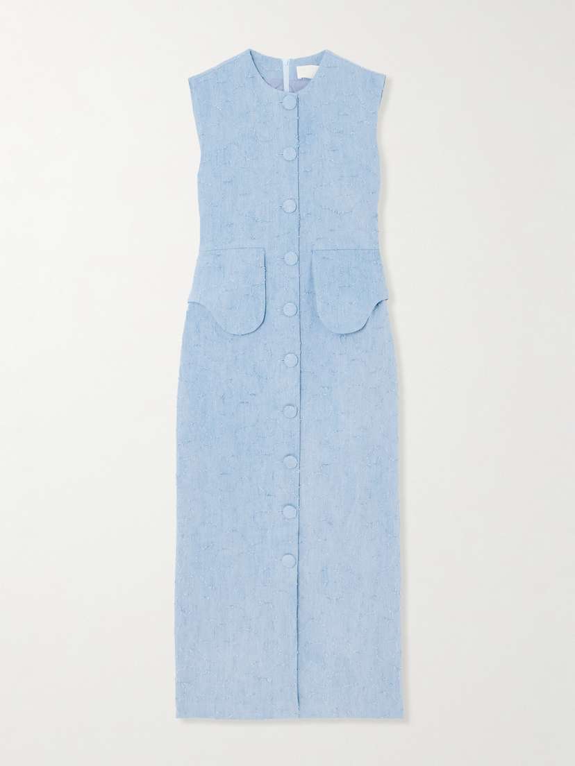 DESTREE Laetitia Frayed Denim Midi Dress