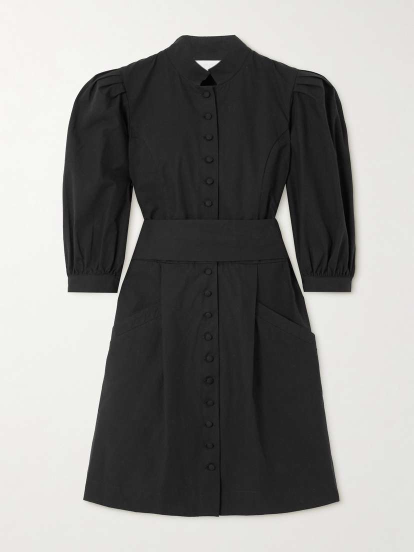 DESTREE Amoako Belted Cotton-poplin Mini Dress