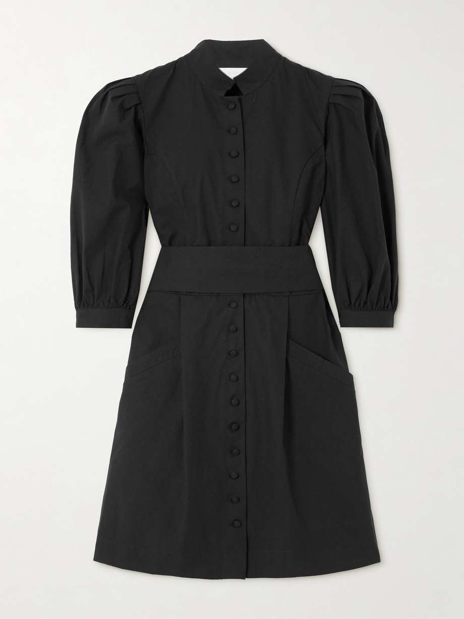 amoako belted cotton-poplin mini dress