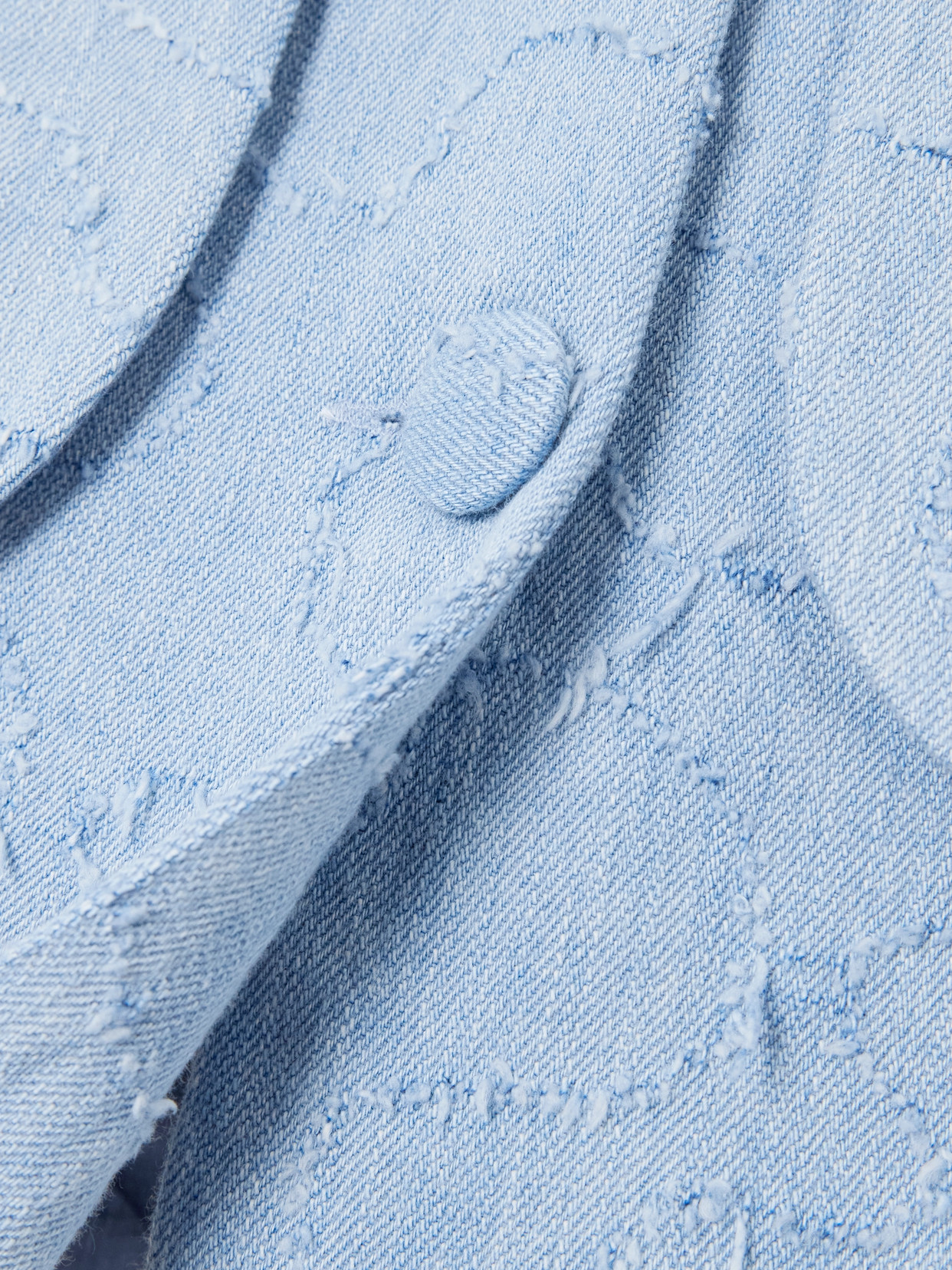 D'estree Marianne Frayed Denim Vest In Blue