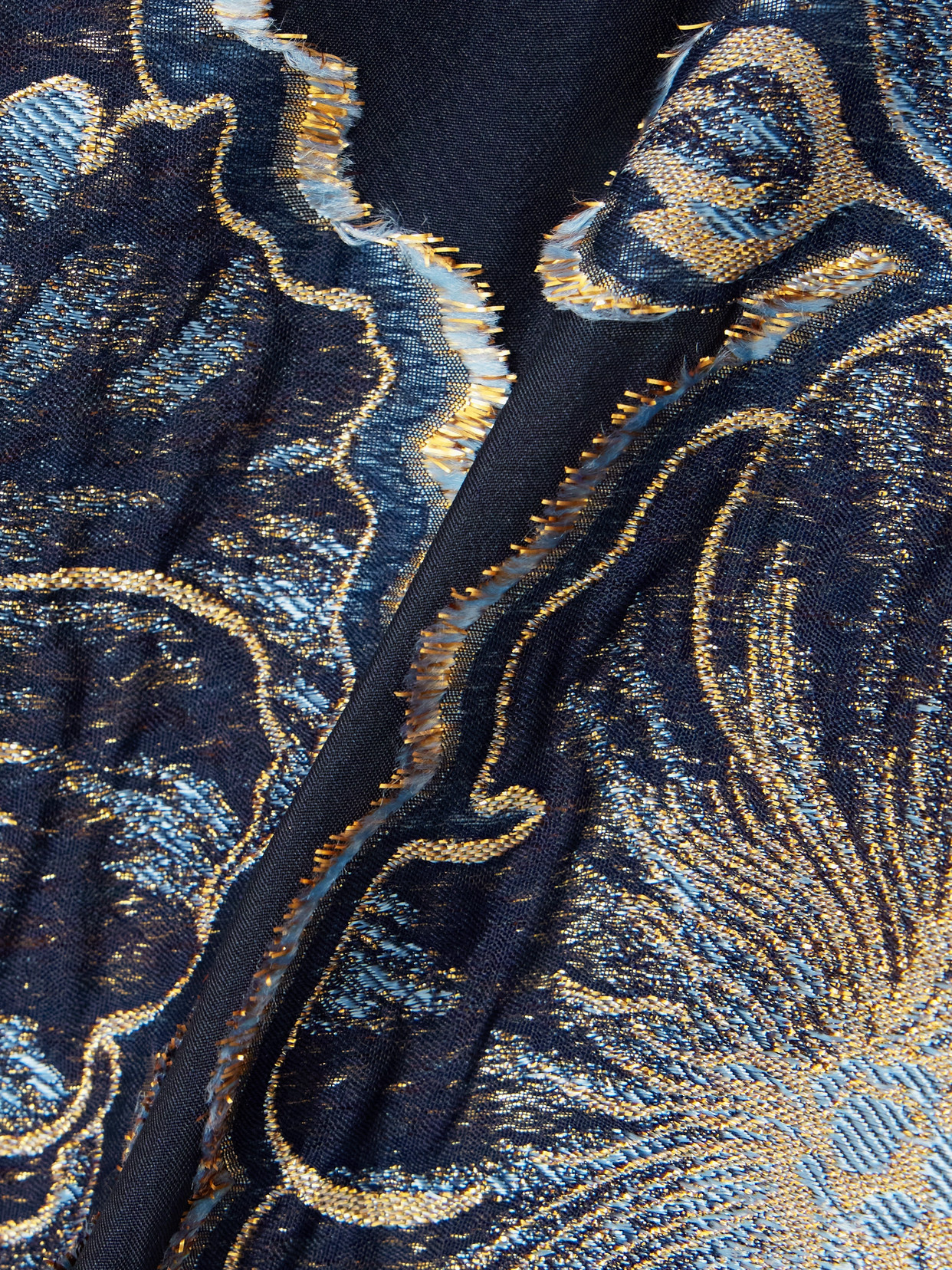 D'estree Richard Barocco Cropped Metallic Fil Coupé Top In Blue